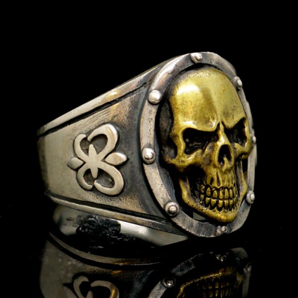 Ring "GOLD SKULL" 925er Silber mit Bronze Gr 70 by JJJ LA NEU