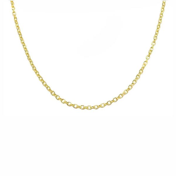 Halskette Ankerkette 925er Sterling Silber vergoldet diamantiert 45 cm / 1,5 mm Breit NEU