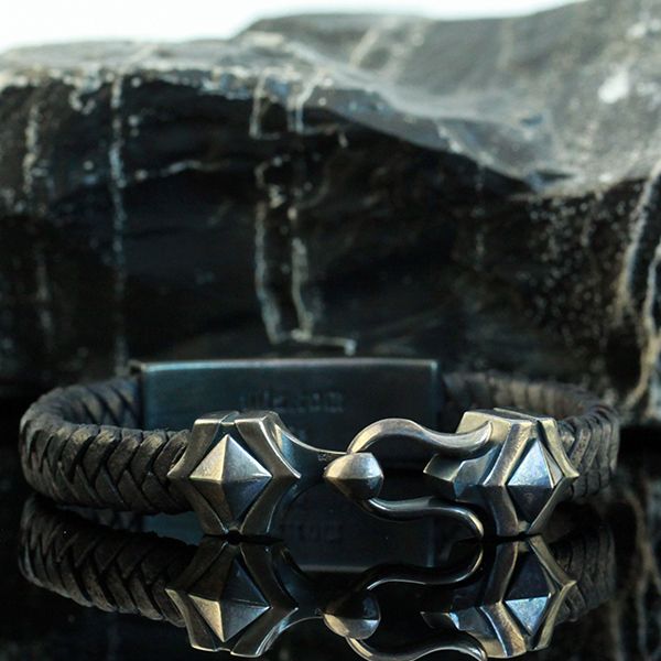 JJJ LA Leder Armband "SPIKES" kombiniert mit 925er Silber