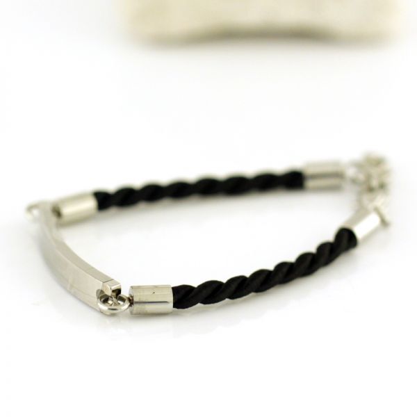 Damen Identitäts Armband Edelstahl Samt Kordel NEU