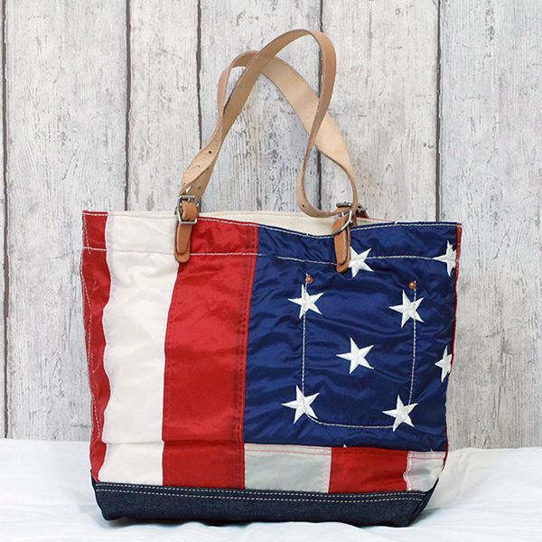 JJJ LA Handtasche Schultertasche "STARS & STRIPES" american flag kombiniert mit Leder & Jeans