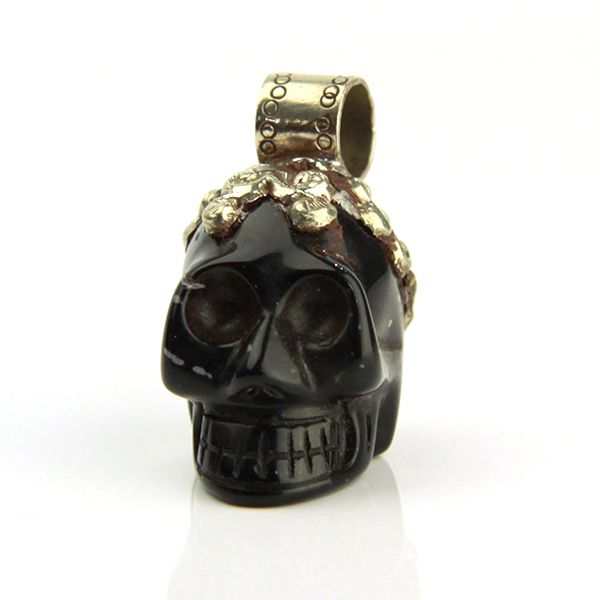 SKULL Herren Anhänger handgefertigt aus Onyx 925er Silber NEU