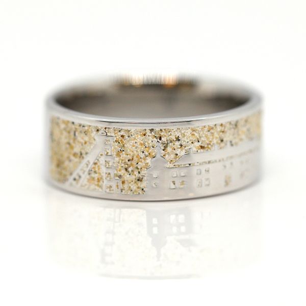 DUR Ring "Stadt Dorsten Ring Sand" 925er Silber rhodiniert Strandsand GR 52 R6091 NEU