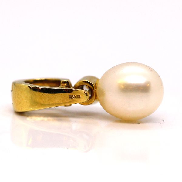 Perlclip 585er Gebgold mit Diamant im Brillantschliff ca. 0,02 Ct (22971)