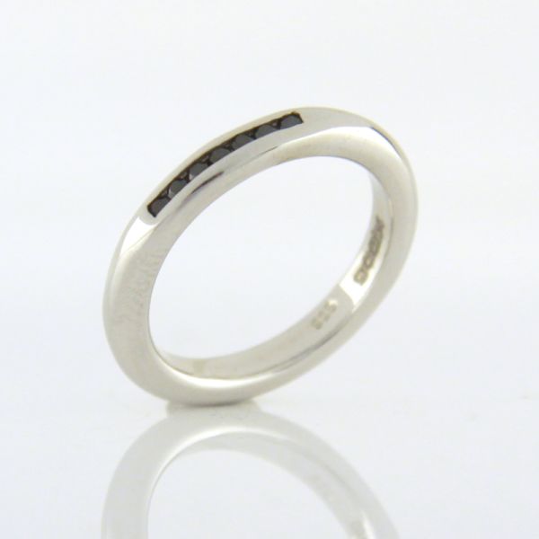 GOOIX Damen Ring Rund 925er Silber schwarze Zirkonia GR 54 NEU UVP.: 69,-