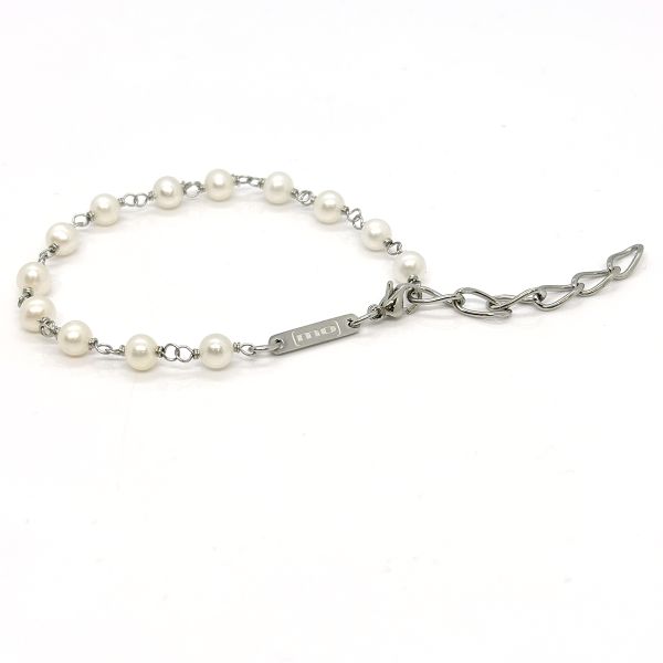 monomania Armband "Audrey" Edelstahl SW Perle 17,5-21cm 43502 NEU