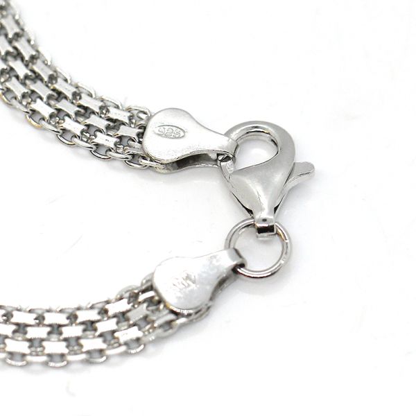 Panzer Collier 925er Silber rhodiniert 45 cm 6 mm NEU