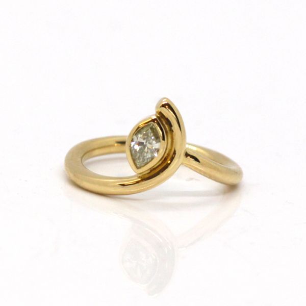 Diamant Ring Handarbeit 750er Gelbgold ca. 0,35 Ct Diamant im Navette GR 54 (15034)