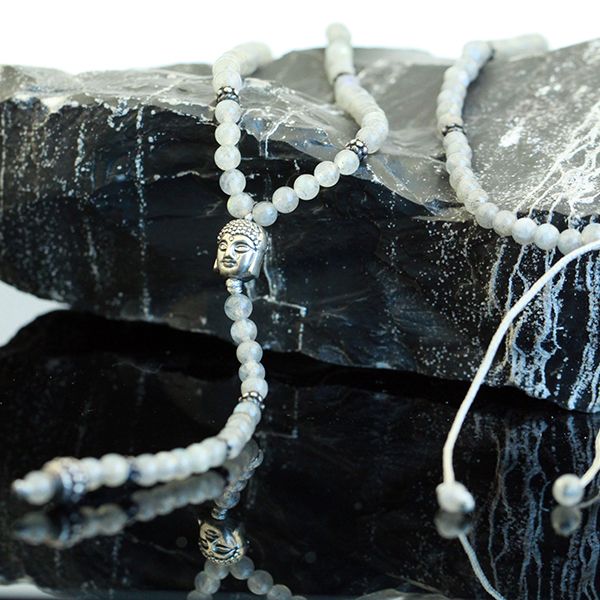 JJJ LA Triangle Halskette Labradorit Gebetskette Rosenkranz Buddha 925er Silber