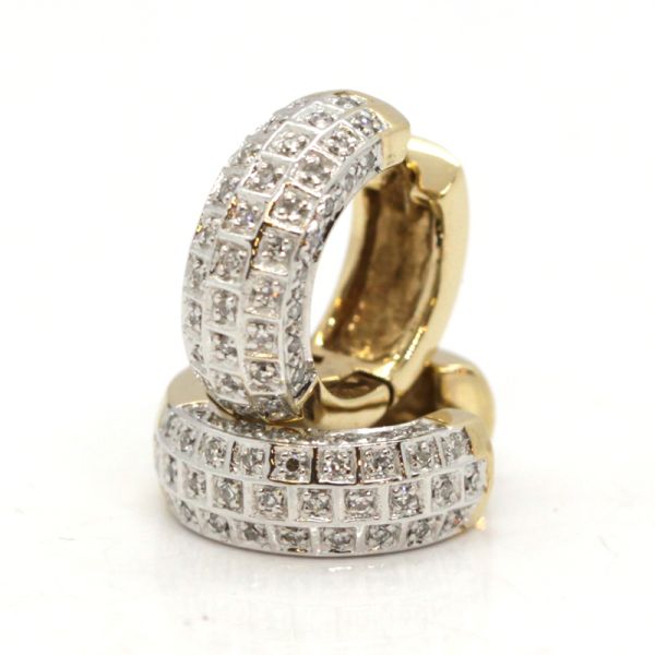 Diamant Creolen 585er Gelbgold Weißgold Diamanten im 8/8 Schliff (13602)