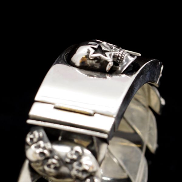 Armband Gliederarmband massiv "STARSKULL" 925er Silber Buckle 25 x 220 mm NEU