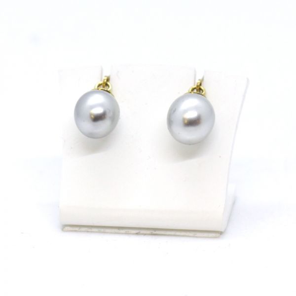 Perl Ohrhänger 585er Gelbgold graue Perltropfen (6550)