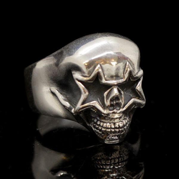 Ring Siegelring "STARSKULL" 925er Silber Gr 60 NEU