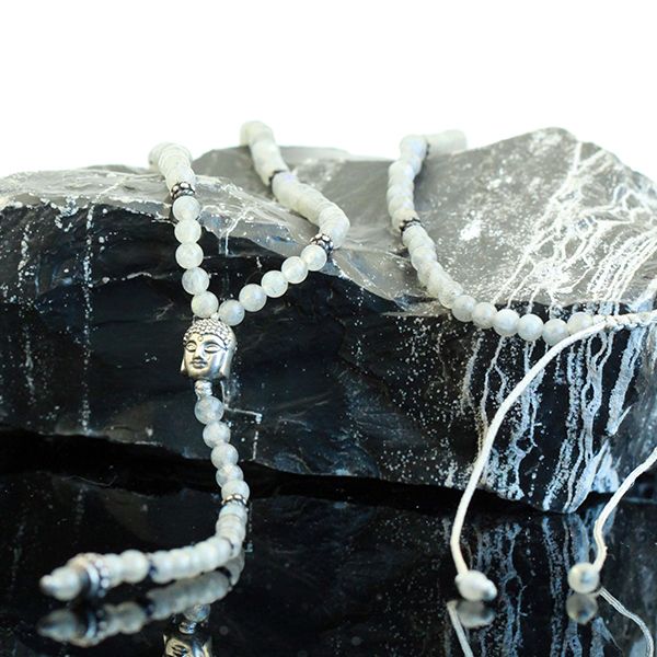 JJJ LA Triangle Halskette Labradorit Gebetskette Rosenkranz Buddha 925er Silber