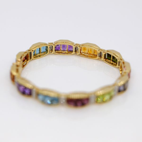 Armband 750er Gelgold mit Farbsteinen und Diamanten (35093)