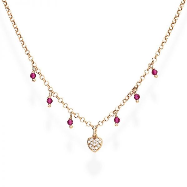 AMEN Halskette Collier "Herz" Damen 925er Silber Roségold Zirkonia CLCRROZ