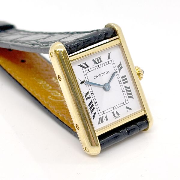 Cartier Luis Tank Armbanduhr 750er Gelbgold Quarz ca. 20 x 28 mm Box & Papiere (37405)