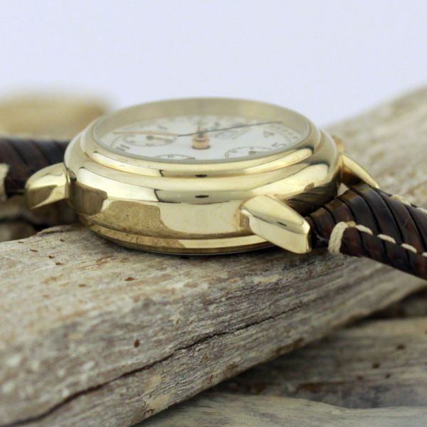 M & M Herren Armbanduhr Automatik Edelstahl vergoldet Valjoux 7750 (1452)