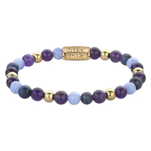 Rebel & Rose Armband "Are Violets Blue?" 6 mm RR-60109-G-S 16,5 cm NEU