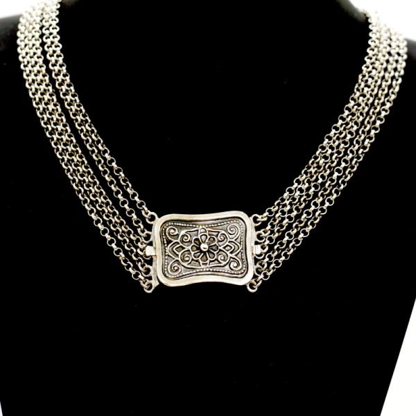 Antikes Collier Folklore Trachten Schmuck 800er Silber (10821)