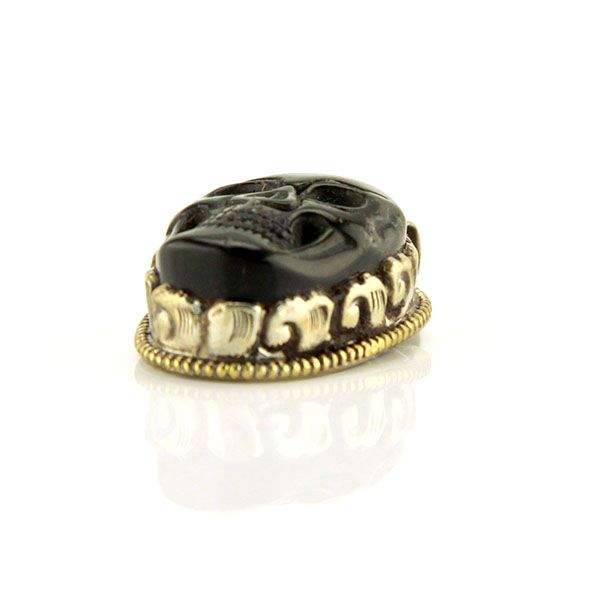 SKULL Anhänger handgefertigt Onyx versilbert NEU