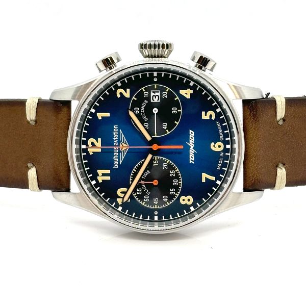 Bauhhaus Aviation "Tornado" Herren Armbanduhr Chrono Quarz Ref. 2772-3 NEU