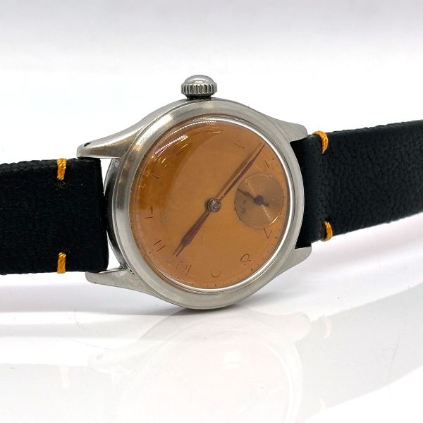 Omega Vintage Armbanduhr Handaufzug Edelstahl am Lederband Modele + Depose ca.1940 (26215)