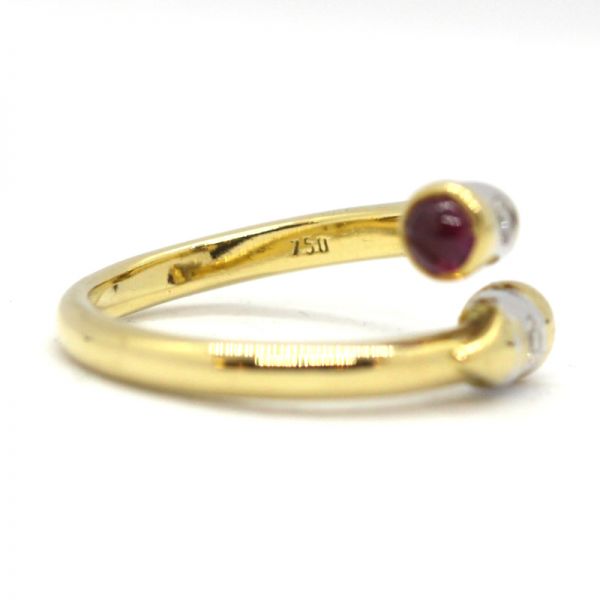 Diamant Rubin Ring 750er Gelbgold Rubin Carbochon 0,10 Ct Brillanten GR 56 (6027)
