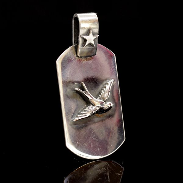 Dog Tag Anhänger "SWALLOW" in 925er Silber 27 x 58 mm NEU