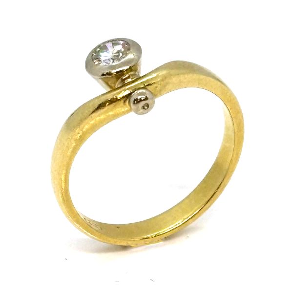 Brillantring 750er Weißgold / Gelbgold 0,25 Ct Diamant im Brillantschliff GR 58 (31795)