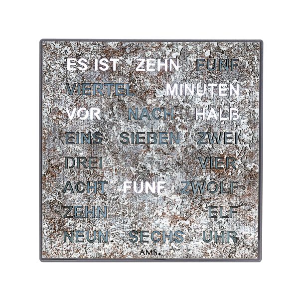 AMS Wand / Tischuhr "WORTUHR SONOMA" metallic 1239 inkl. Netzteil NEU