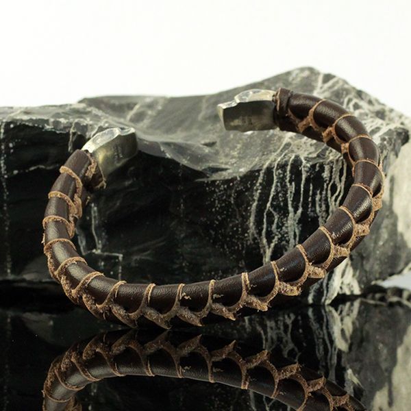 JJJ LA Leder Armspange "SKULL" kombiniert mit 925er Silber