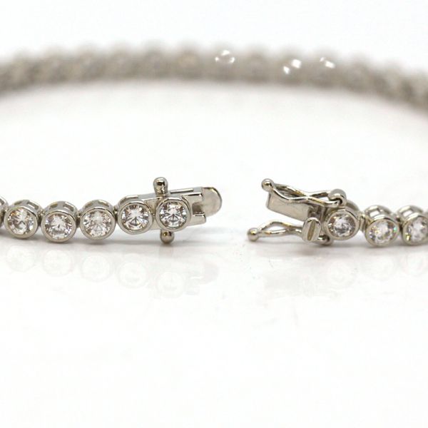 Tennis Armband 925er Silber rhodiniert funkelnd weiße Zirkonia 19 cm NEU