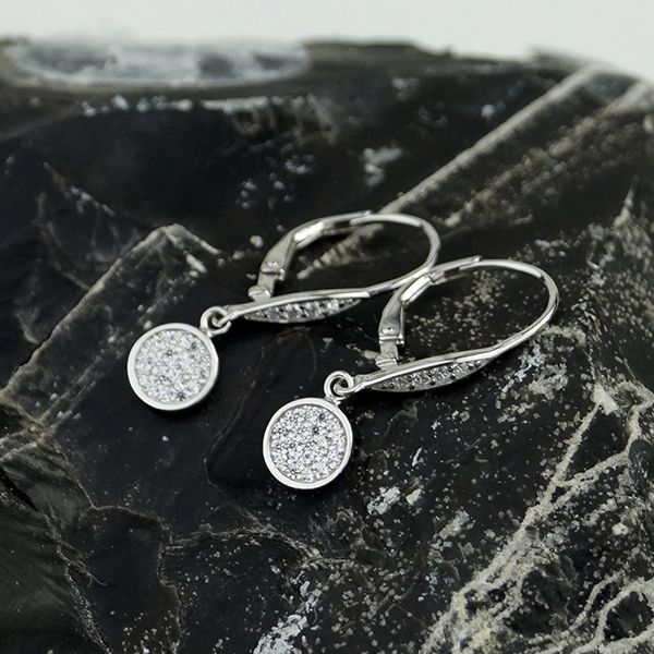 Ohrhänger 925er Sterling Silber rhodiniert Micropavé gefasste Zirkonia