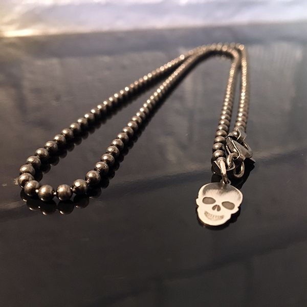 JJJ LA Halskette "BALL & CHAIN" Kugelkette 925er Silber geschwärzt Ø 3 mm 70 cm lang