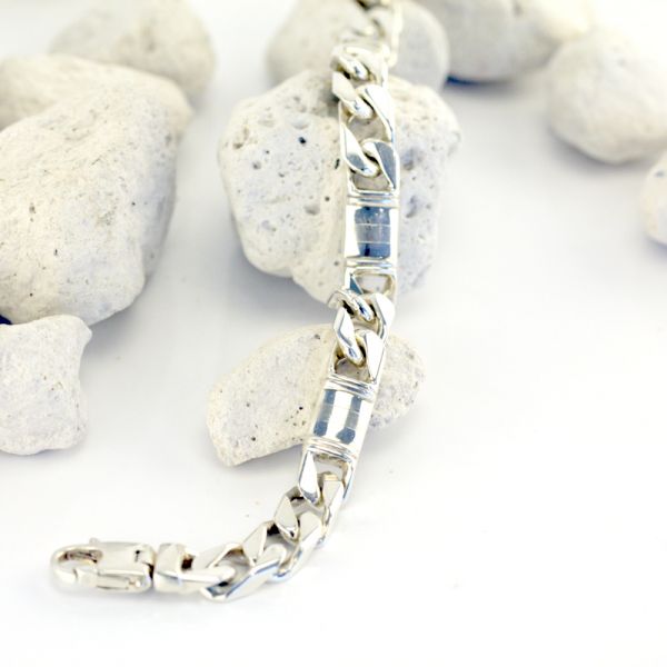 Silber Armband Panzer Armband Flachpanzer 925er Silber 180 mm