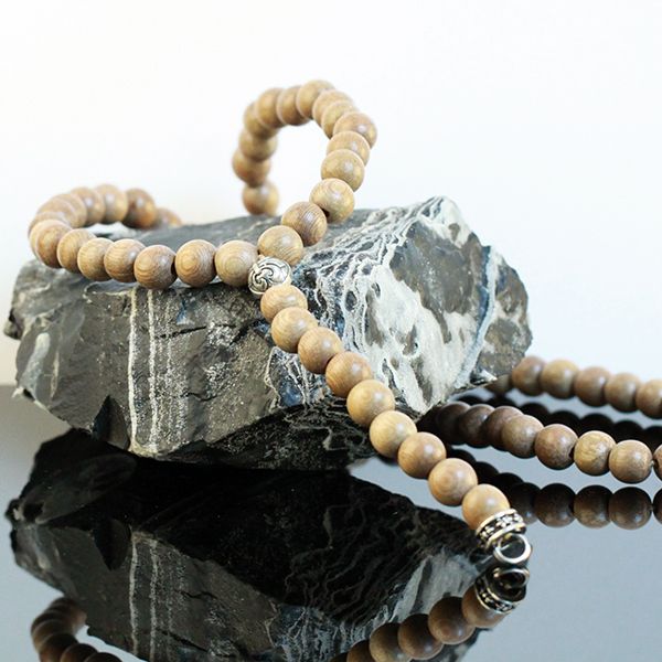 JJJ LA Gebetskette Triangle Kette Rosenkranz Ebenholz Helllbraun 925er Silber