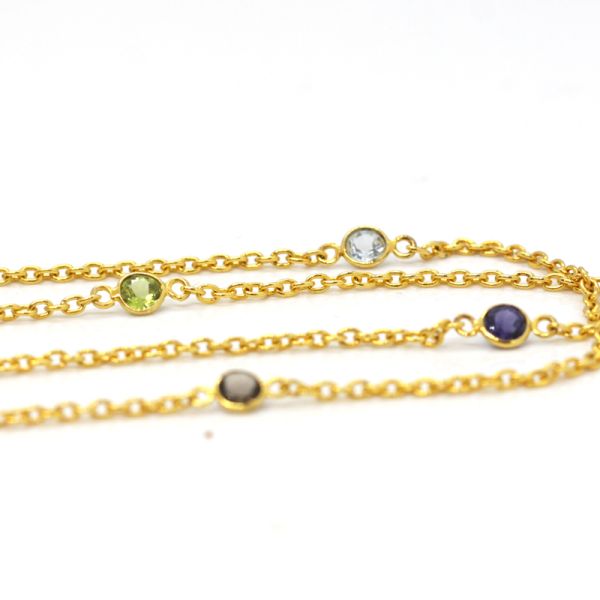 Collier "COLOR" 925er Silber vergoldet farbige Edelsteine 80 cm ES90024910 NEU