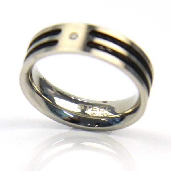 STEEL by Christ Herren Ring Edelstahl Silver-Black Zirkonia GR 66 NEU