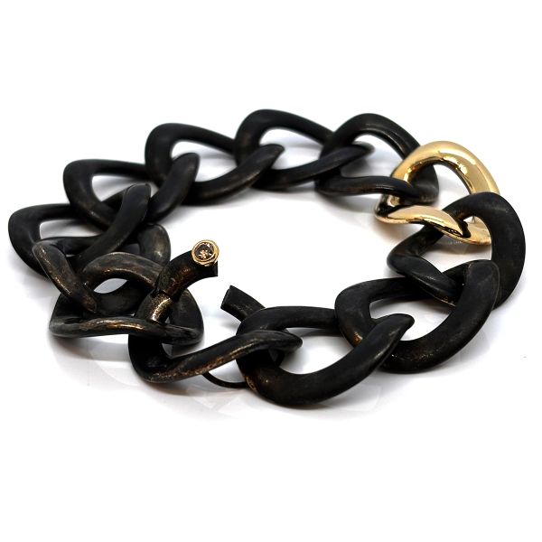 IsabelleFa Panzer Armband Bronze 750er Roségold mit 0,15 Ct Cognac Brillant