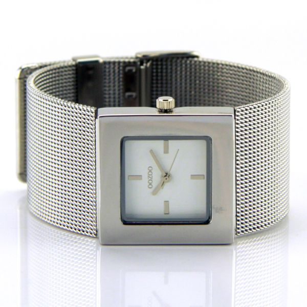 OOZOO Design Damen Uhr Milanaiseband weißes Zifferblatt