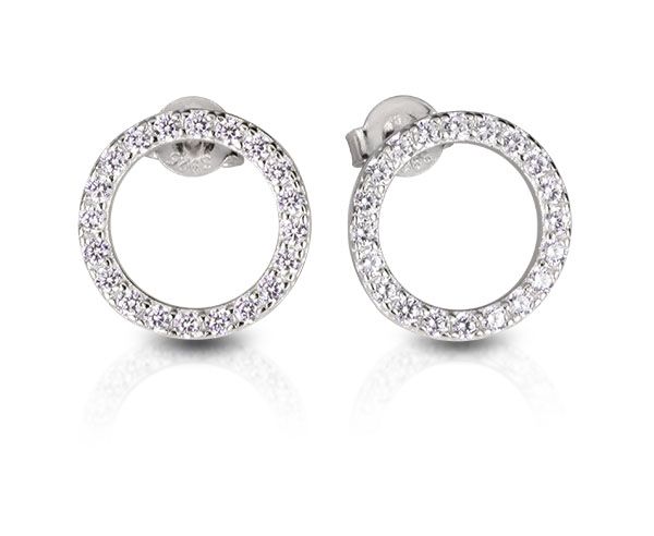 Ohrstecker "KREISE" 925er Silber rhodiniert Zirkonia 90027149 NEU