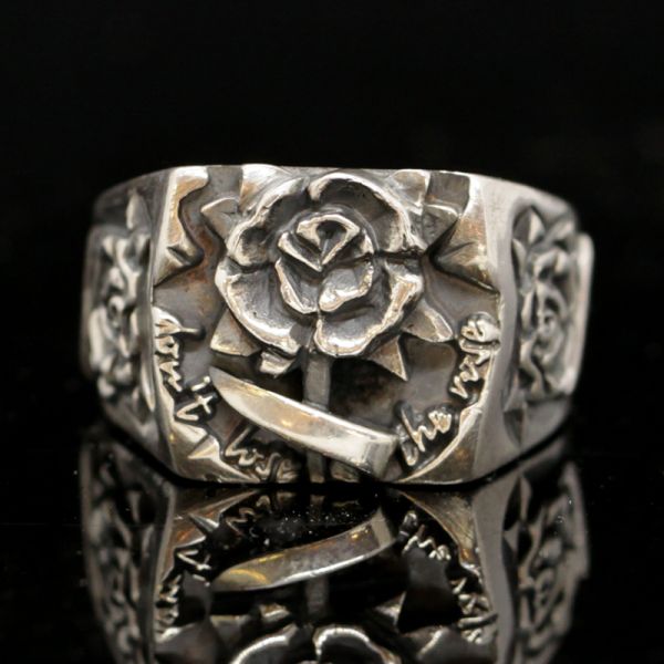 Ring Siegelring "ROSES" 925er Silber Gr 70 NEU