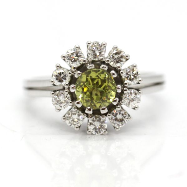 Spinell Brillant Ring 585er Weißgold ca. 0,90 Ct Diamanten im Brillantschliff GR 58 (11470)