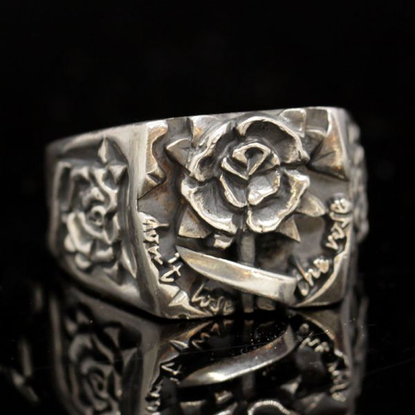 Ring Siegelring "ROSES" 925er Silber Gr 58 NEU