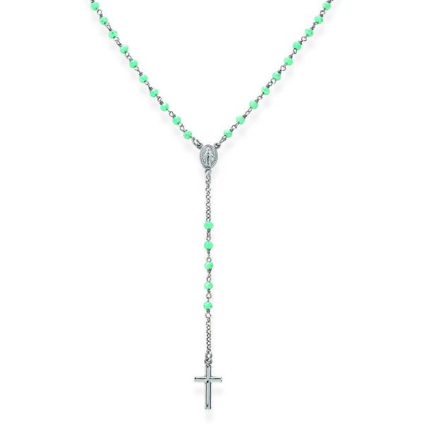 AMEN Collier "Rosario" Kreuz Triangle 925er Silber Türkis CROBT4 NEU