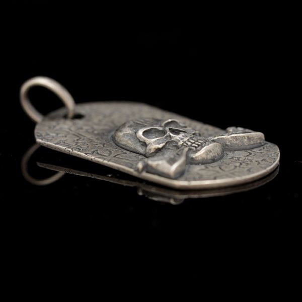 Anhänger Dog Tag "CROSS SKULL" 925er Silber by JJJ LA 26 x 51 mm NEU