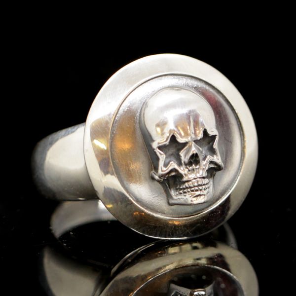 Ring Siegelring "STAR SKULL" 925er Silber Gr 60 NEU