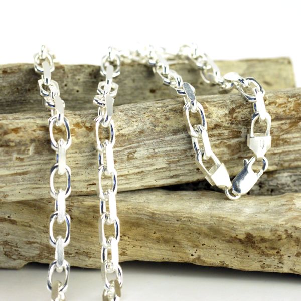 Halskette Ankerkette MASSIV 925er Sterling Silber rhodiniert 70 cm / 5,5 mm Breit NEU