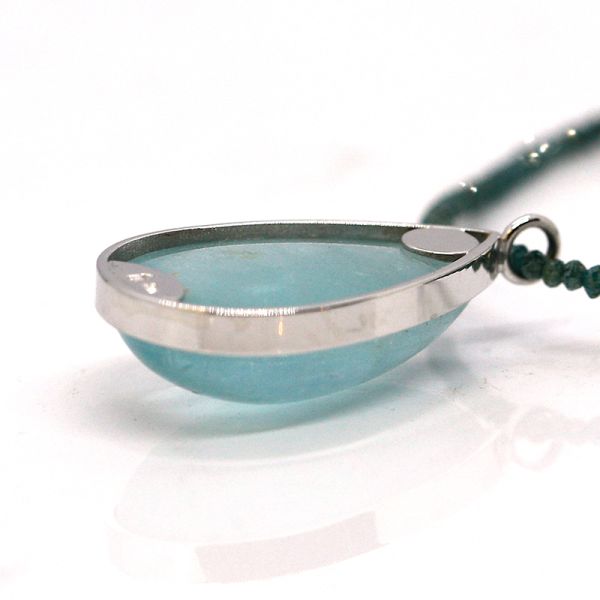Diamant Kette mit großen Aquamarin in Tropfenform in 750er Weißgold (23202)